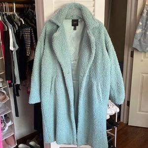 Long Seafoam Teddy Coat